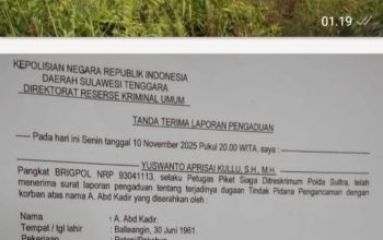 Dua orang terduga pengancaman dan satu orang penyerobot lahan dilaporkan ke Ditkrimum Polda Sultra