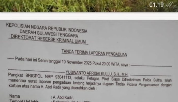 Dua orang terduga pengancaman dan satu orang penyerobot lahan dilaporkan ke Ditkrimum Polda Sultra
