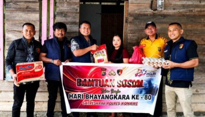 Semarak Hari Bhayangkara ke-80, Satreskrim Polres Konawe Tebarkan Kepedulian Melalui Aksi Sosial untuk Masyarakat